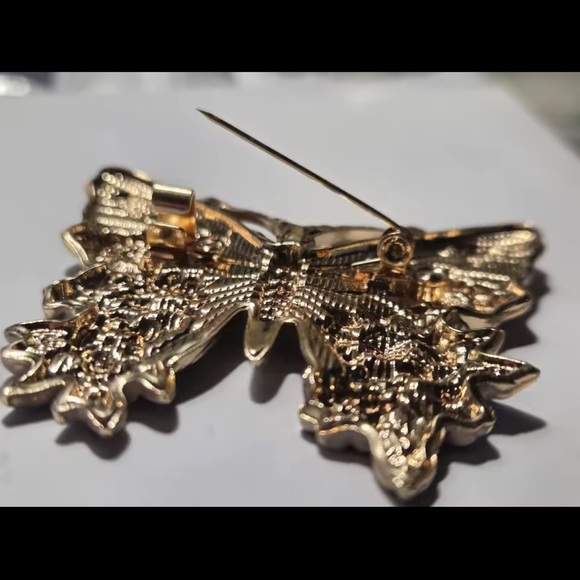 Vintage Butterfly Portofino Gold Blue Brooch - Picture 11 of 13
